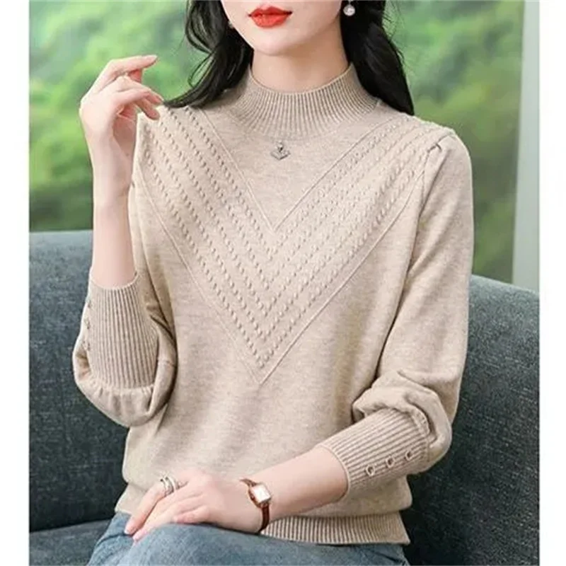 Autumn Winter Knitted Ribbed Turtleneck Sweater Women Clothes 2024 Long Sleeve Slim Basic Pullover Woman Sweaters Solid Tops