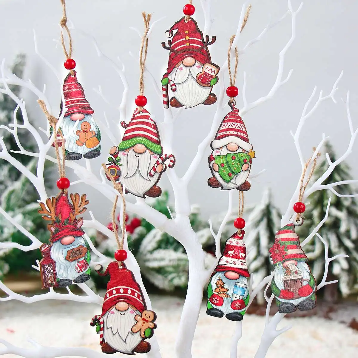 Christmas Gnomes Wooden Pendants Merry Christmas Decorations For Home 2024 Xmas Tree Christmas Ornaments Navidad New Year Gift