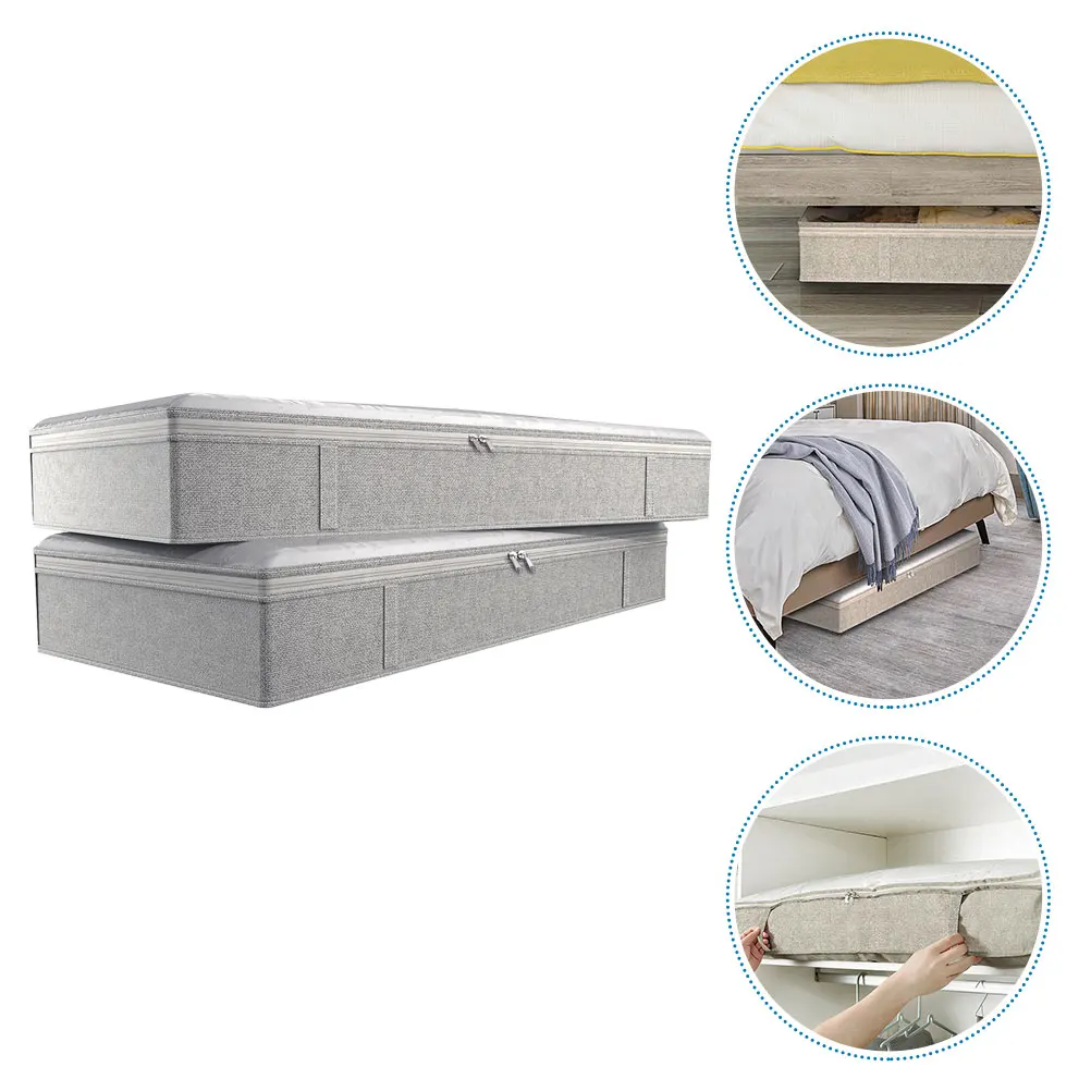 

2pcs Non-Woven Fabric Storage Box Quilt Bag Container Side Handle Foldable Large Organizer Cube Storage Lightweight Clothes