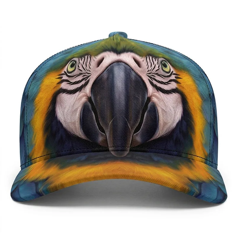 Parrot Custom Baseball Caps Polly Chirpy Chatty Feathers Rainbow Whistler Gifts Hip Hop Hat Trucker Breathable Adjustable Unisex