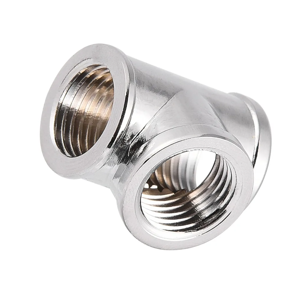 

durable G1/4 Thread T Shape Fitting 3 Way Leak Proof Tube Connector Silver PC Cooling Accessories Computer Water Cooling