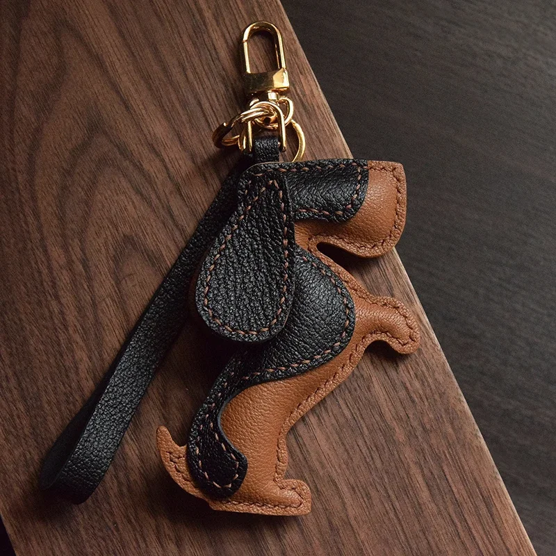 Basset Hound Handmade Leather Keychain 3D Doggy Keyring Gift for Dog Lovers Christmas gifts