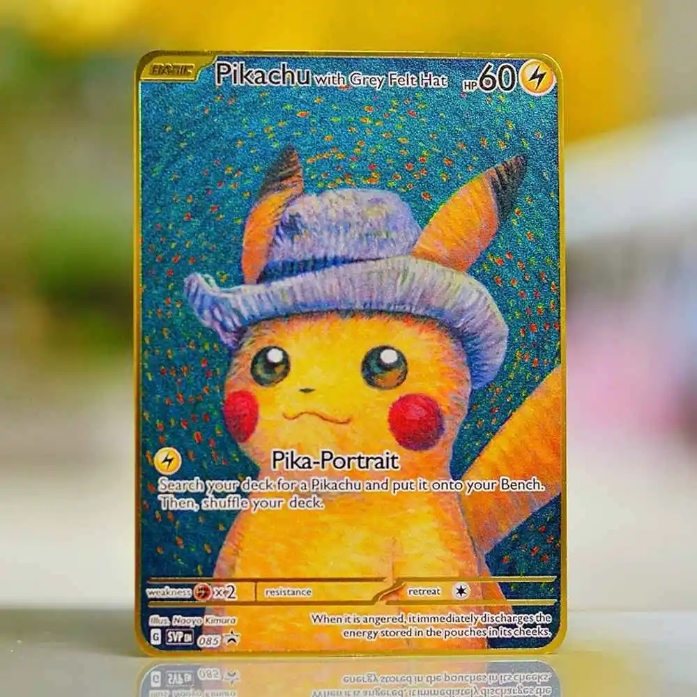 

Pokemon Cards Metal Pokémon Letters Gold Van Gogh Tcg Lugia Vmax Gengar Mew Vstar Anime Trading Card Board Games Kids Toys Gifts
