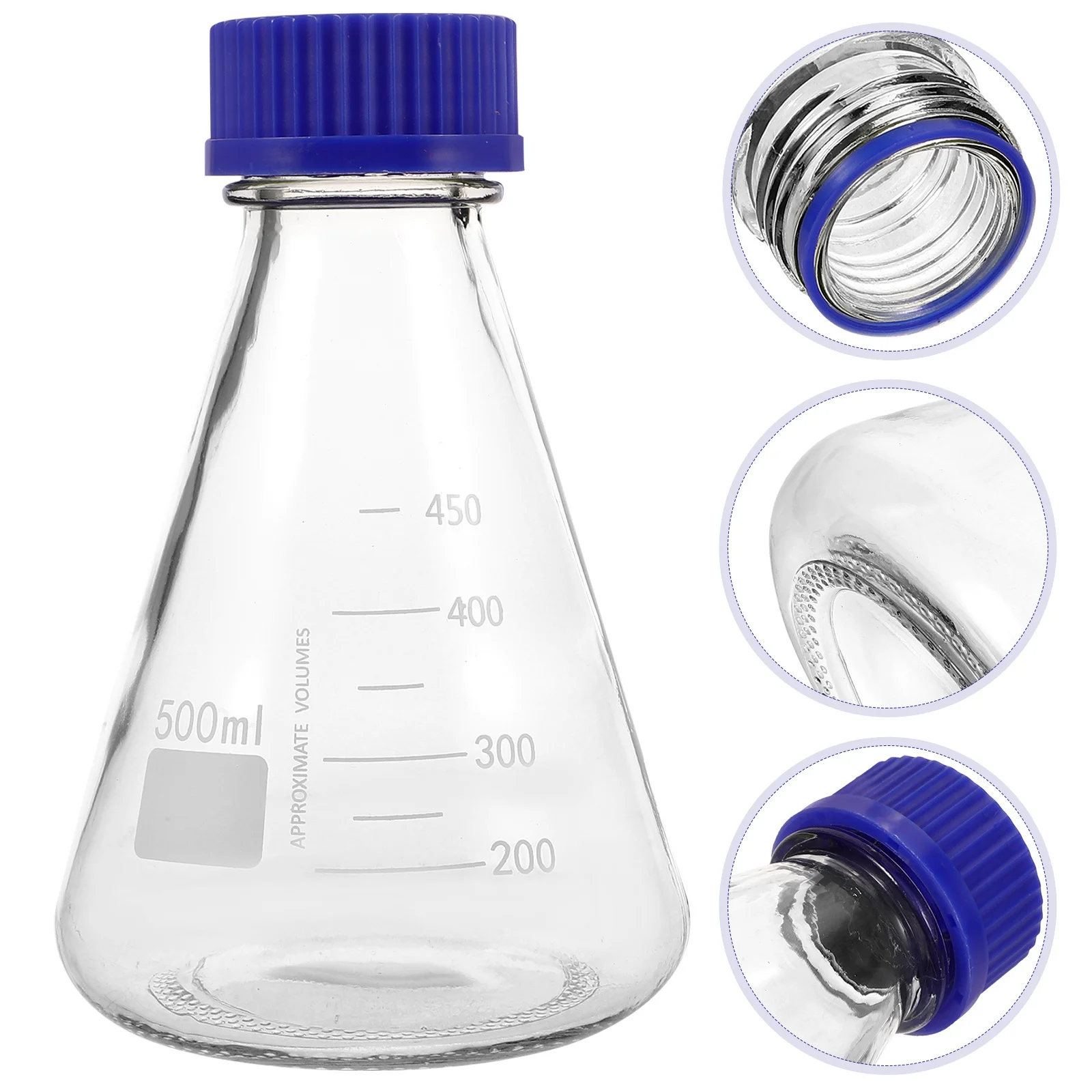 

Chemical Laboratory Flask 500ml Screw Neck Clear Glass Triangular Flask for Precise Safe Experiments with Cap Glass Flasks