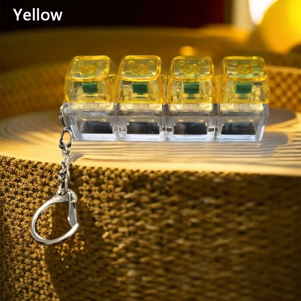 New Diy Keycaps Keyboard Fidget Stress Relief Finger Button 4-button Shaft Tester with Keychain Finger Keycaps Adults