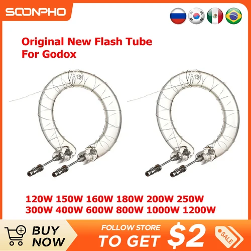 Imagen 1 del producto Tubo de Flash Original para Godox 120W 150W 160W 180W 200W 250W 300W 400W 600W 800W 1000W 1200W AD300PRO tubo de Flash de bombilla de repuesto