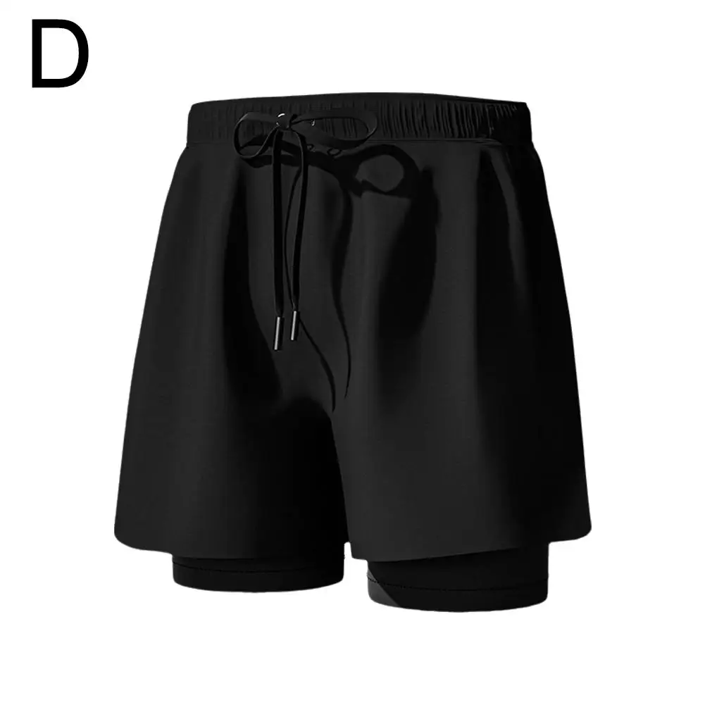 Mens Swimming Trunks With Compression Liner Stretch Mens Swimwear 2 In 1 Quick Dry Running Gym Swim Shorts For Men