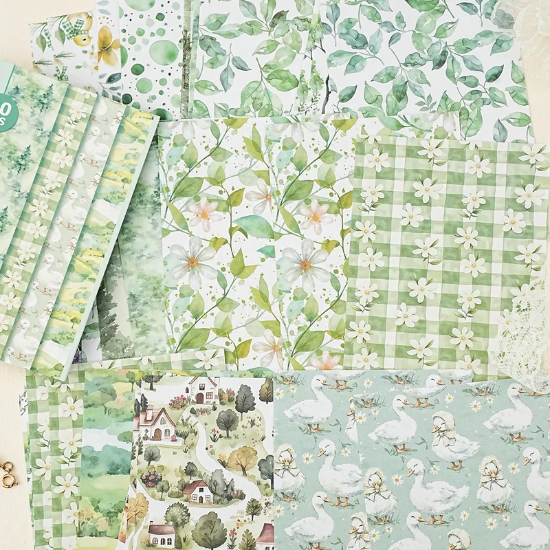 30 pcs Retro Flower Pattern Vintage Material Paper for Handmade Photo Album Scrapbooking Diary Art Craft Decor Paper