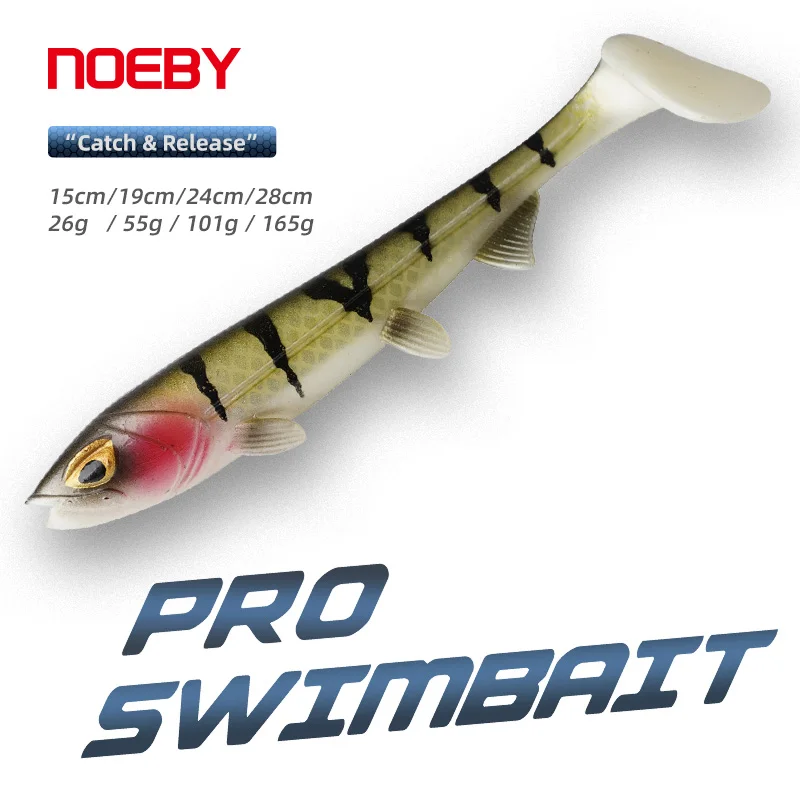 Noeby Pike Fishing Soft Lure 15cm 26g 19cm 55g 24cm 101g 28cm 165g Sinking Pro Swimbait Silicone Big Game Fishing Soft Bait