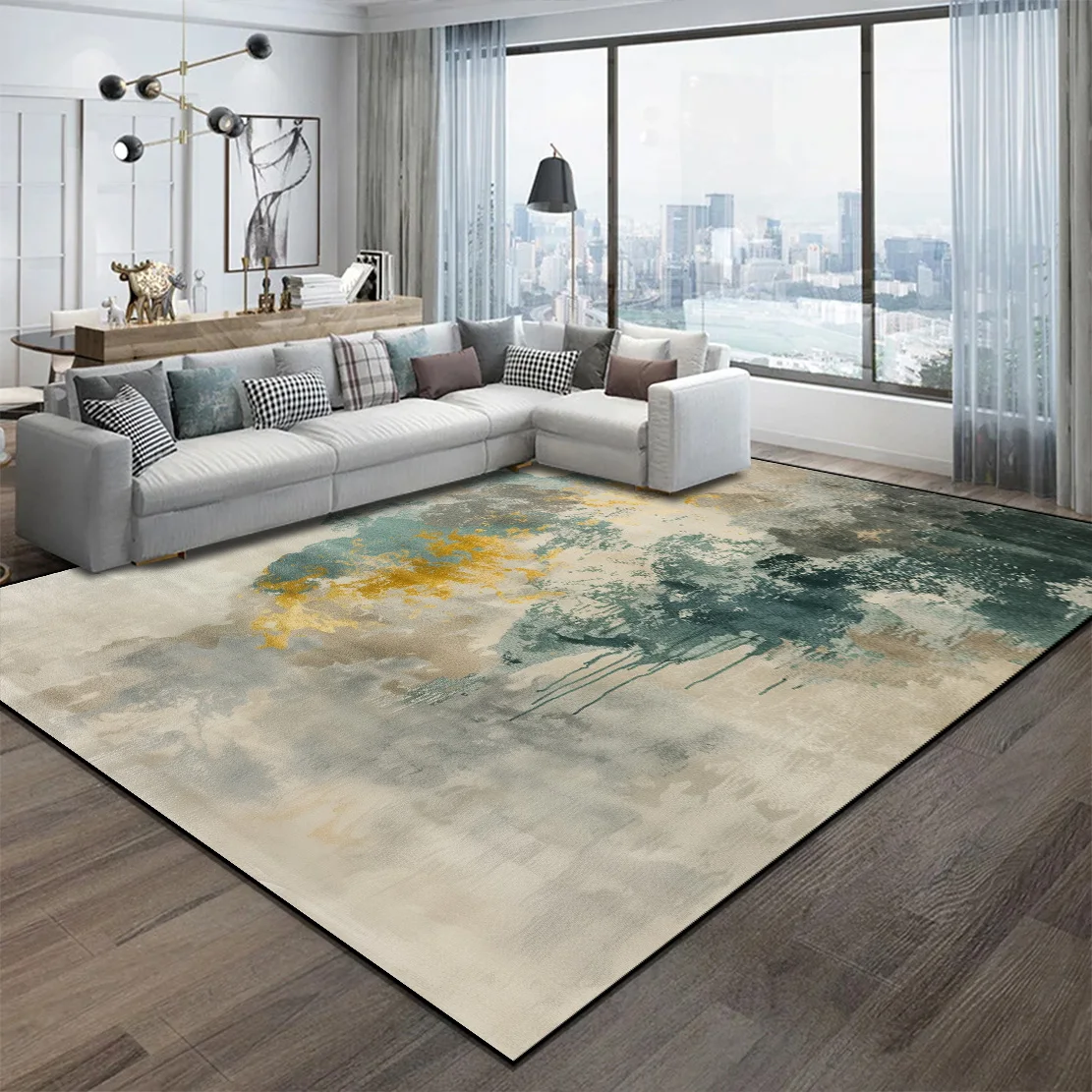 Nordic Abstract Style Carpets Living Room Decoration Easy Clean Large Area Rugs Bedroom Decor Non-slip Floor Mat Ковер Tapete 러그