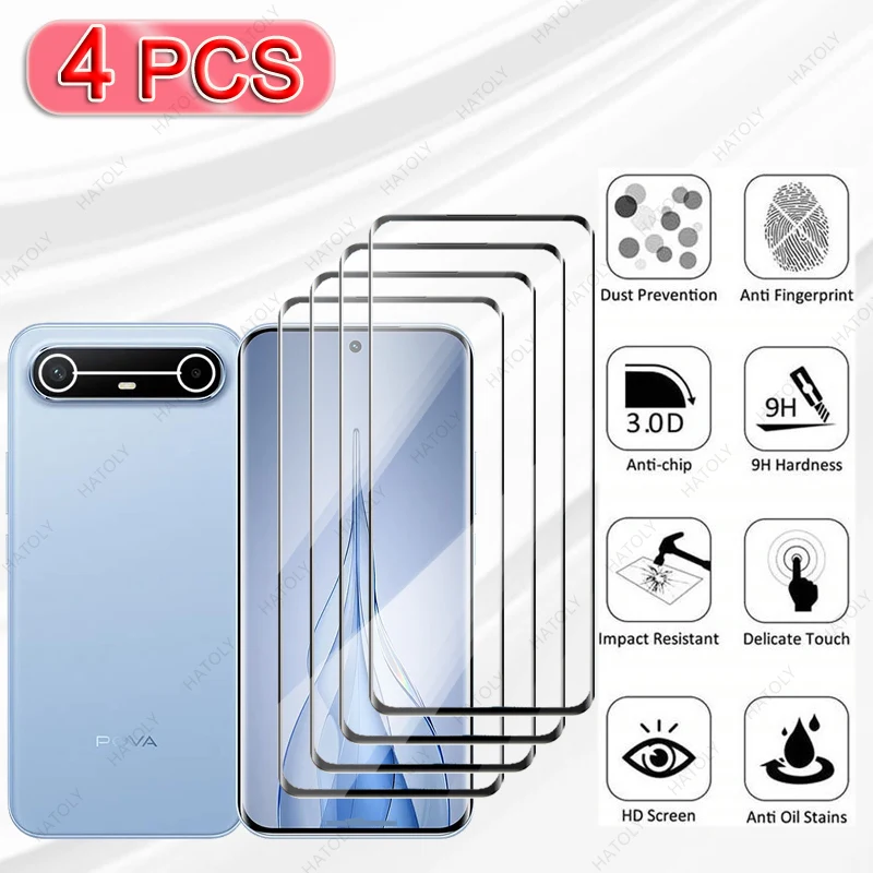 Para Tecno Pova película protectora de vidrio delgada para Tecno Spark Slim Protector de pantalla de borde 3D Protector de lente de cámara para Tecno Pova Slim