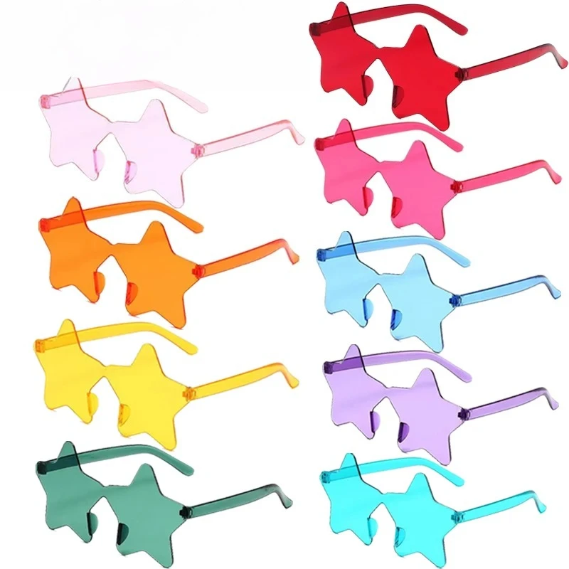 

1Pcs Star Sunglasses Colorful Star Glasses Transparent Candy Color Sunglass Men Women Photo Props Birthday Party Cosplay
