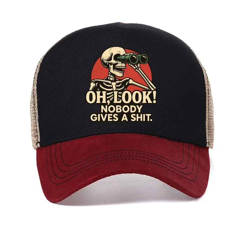 Oh Look Nobody Gives A Shit Sarcasm hat Summer Men's Casual mesh breathable trucker hats Adjustable Sunscreen Hats