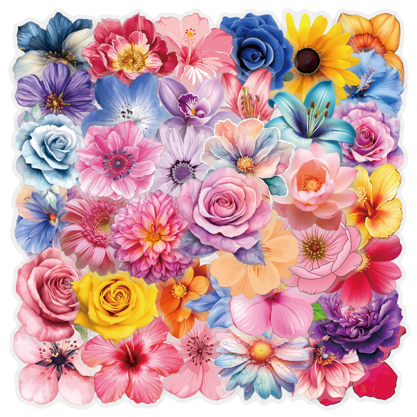 60 Stück Ins-Style Bunte Blumen-Aufkleber Ästhetische DIY Graffiti-Sticker für Skateboard Schreibwaren Gepäck Laptop Koffer