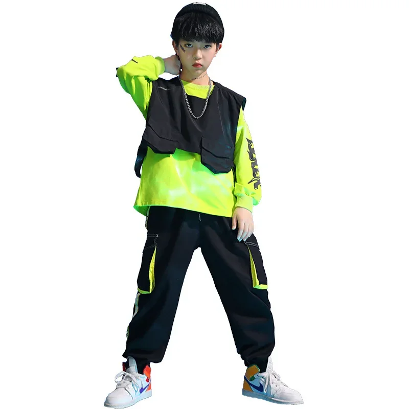 Personalisiertes Street-Dance-Set für Kinder, trendiges Hip-Hop-Kostüm für Jungen, Laufstegshow, Trommel-Performance-Kostüm, Jazz-Tanz für Mädchen, au