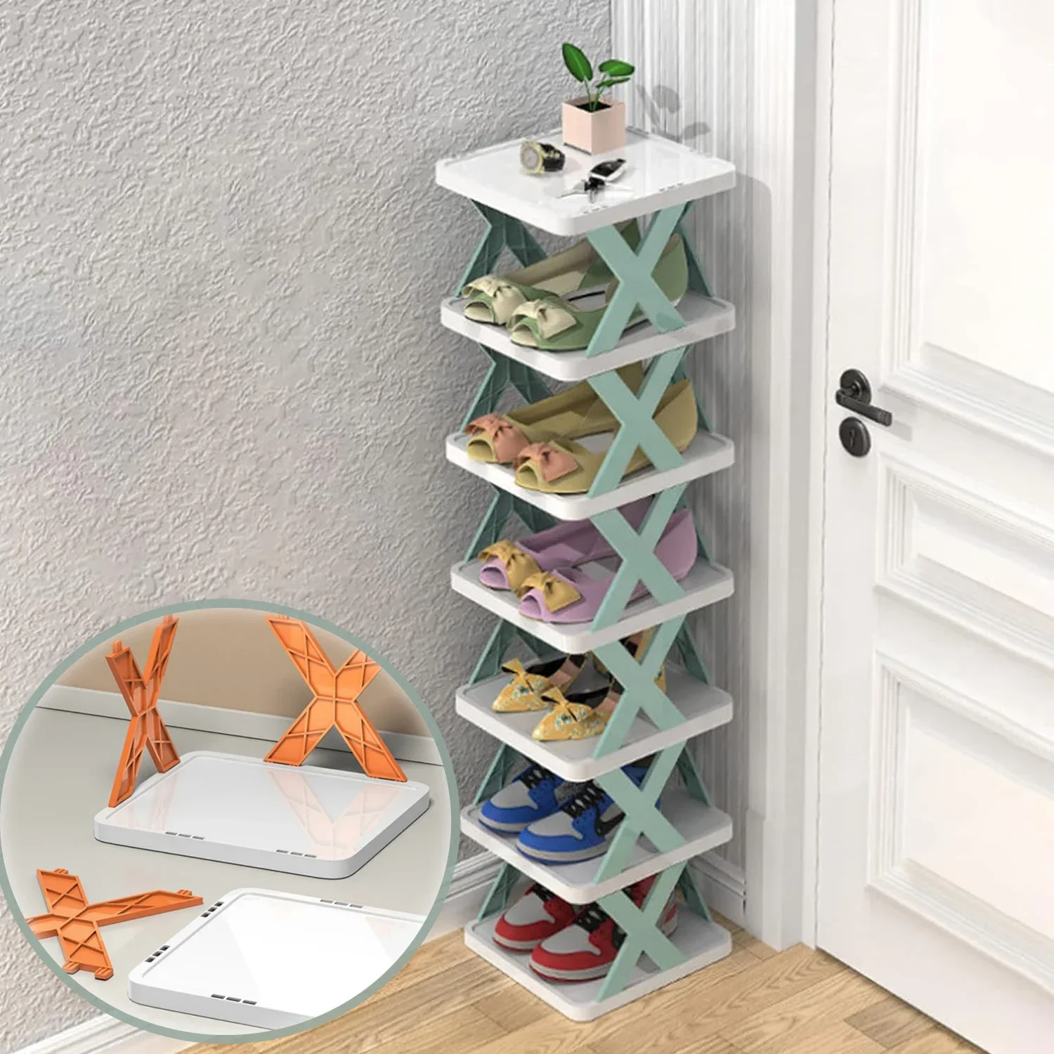 

Stackable Shoes Racks Storage Organizer Detachable Shoe Racks,Multi Layer Simple Shoes Shelf Color Cabinet for Entryway Hallway