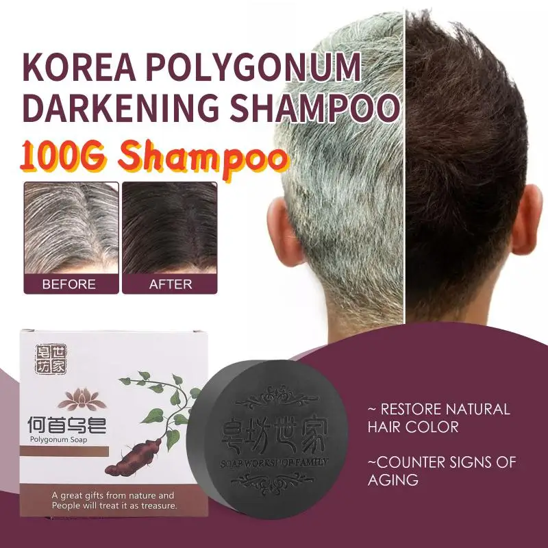 100G 10-1PCS Multiflorum Shampoo Soap Hair Color Natural Hair Beard Soap Cover Gray Hair Dye Series Hair White Hair To Black