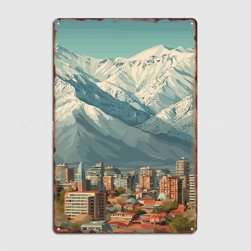 City Scenery Snowy Mountains Poster Metal Sign Room Decor Wall Custom Bedroom Indoor Home Wall Decor Posters Room Decoration