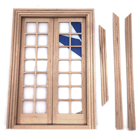 1Pc Dollhouse Miniature Wooden DIY 28 Lattices Double Door Model Mini Simulation Furniture Decor Toy Accessories