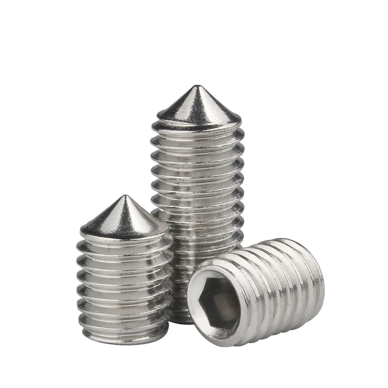 DIN914 M2 M2.5 M3 M4 M5 M6 304 Stainless Steel Grub Screws Cone Point Hexagon Hex Socket Set Screws