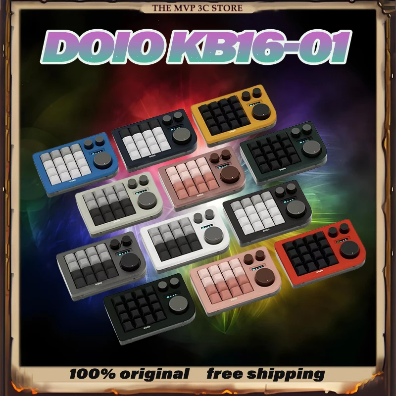 

DOIO KB16-01 Customized 16keys Mini Mechanical Keyboard Multifunction knobs RGB light hot swap wired OLED Screen Gift Office