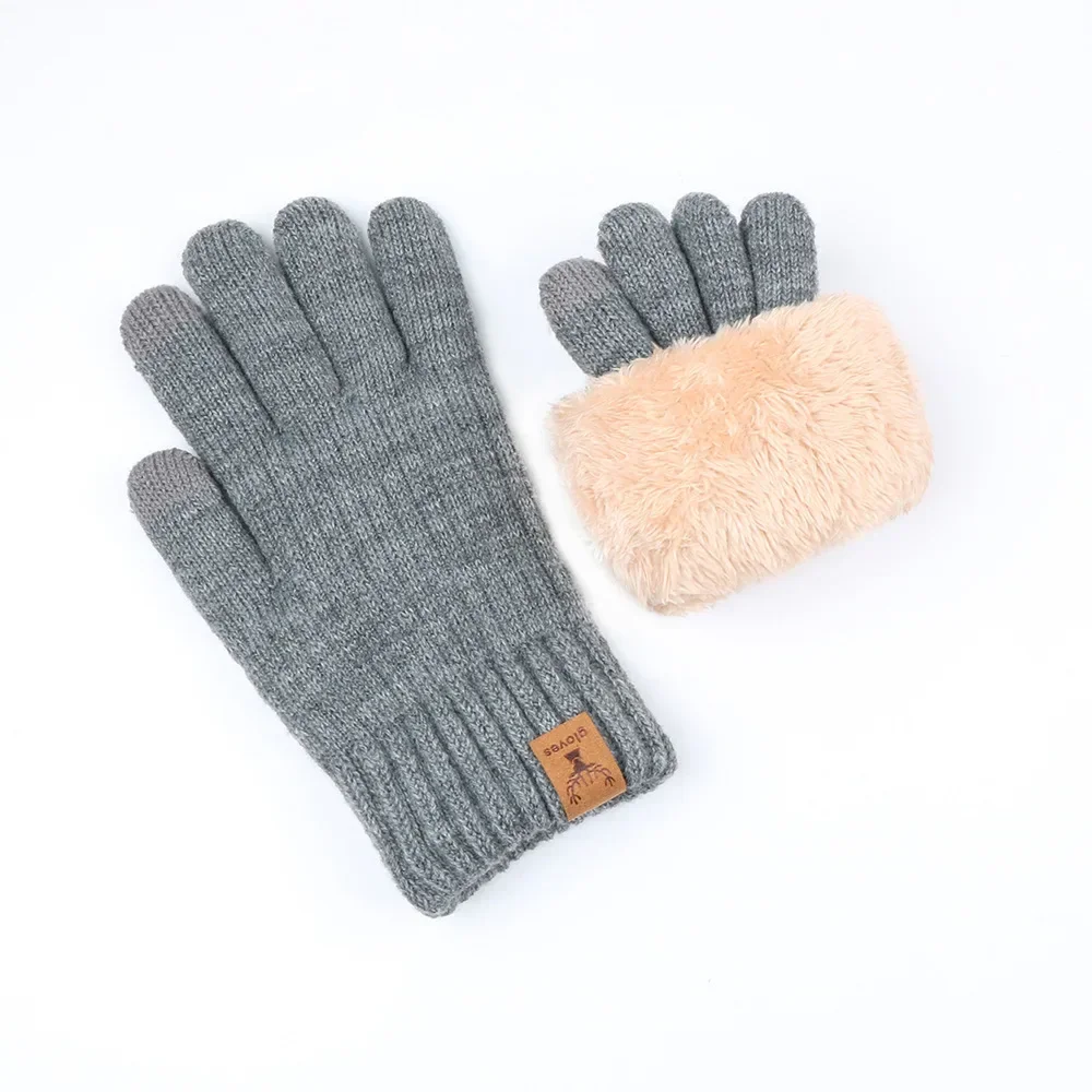 샤오미 Youpin 따뜻한 풀 핑거 장갑, 겨울 터치스크린 더블 레이어 장갑, 두꺼운 양모 니트 운전 장갑