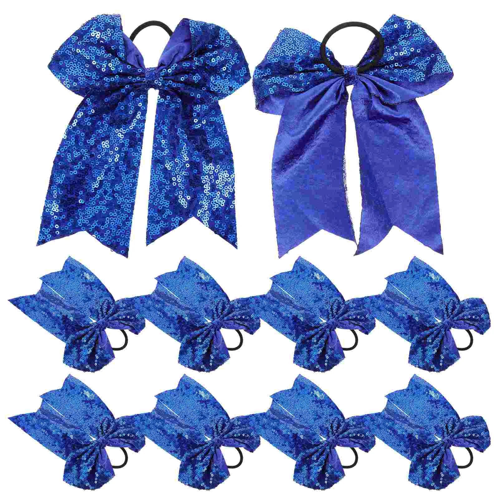 10pcs Sparkling Sequin Cheer Bows Hair Ties Stage Performance Accessories Trendy Butterfly Headbands Cloth Children