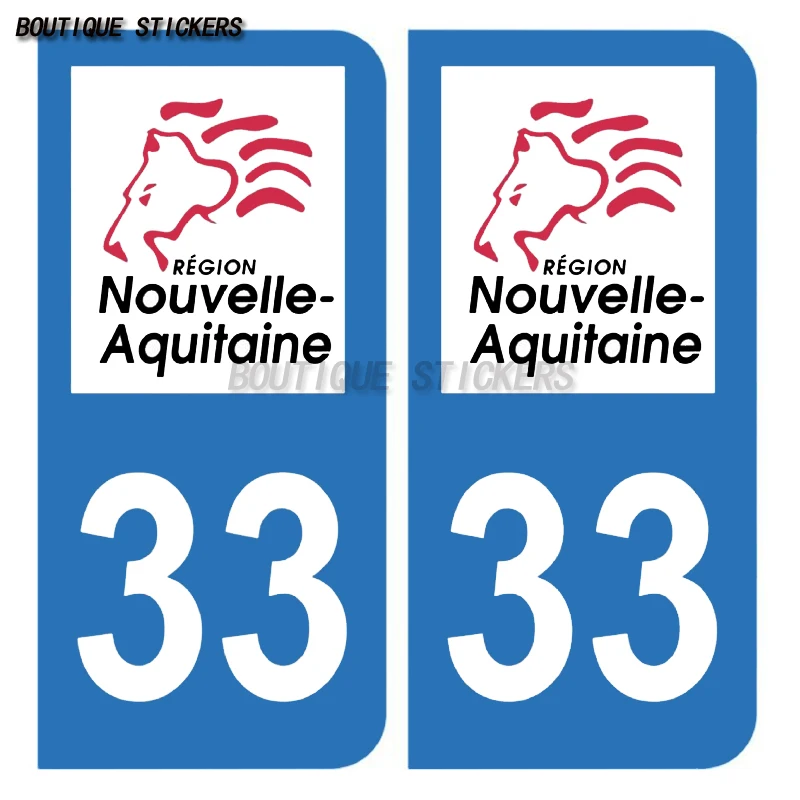 

License Department 33 New AQUITIANE License Plate Sticker Waterproof PVC Decal