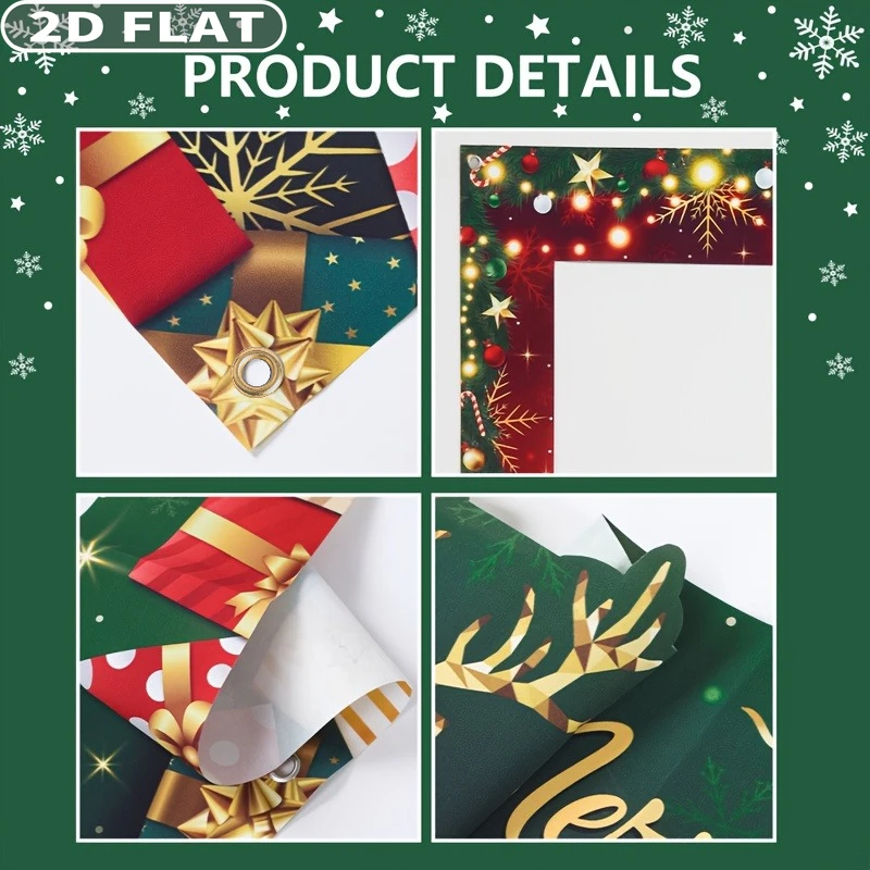 2D شقة 1 قطعة حفلة عيد الميلاد الأخضر كابينة تصوير الدعائم خلفية ، 90x180 سنتيمتر البوليستر هدية الكريسماس صندوق الأيائل تصميم خلفية #6