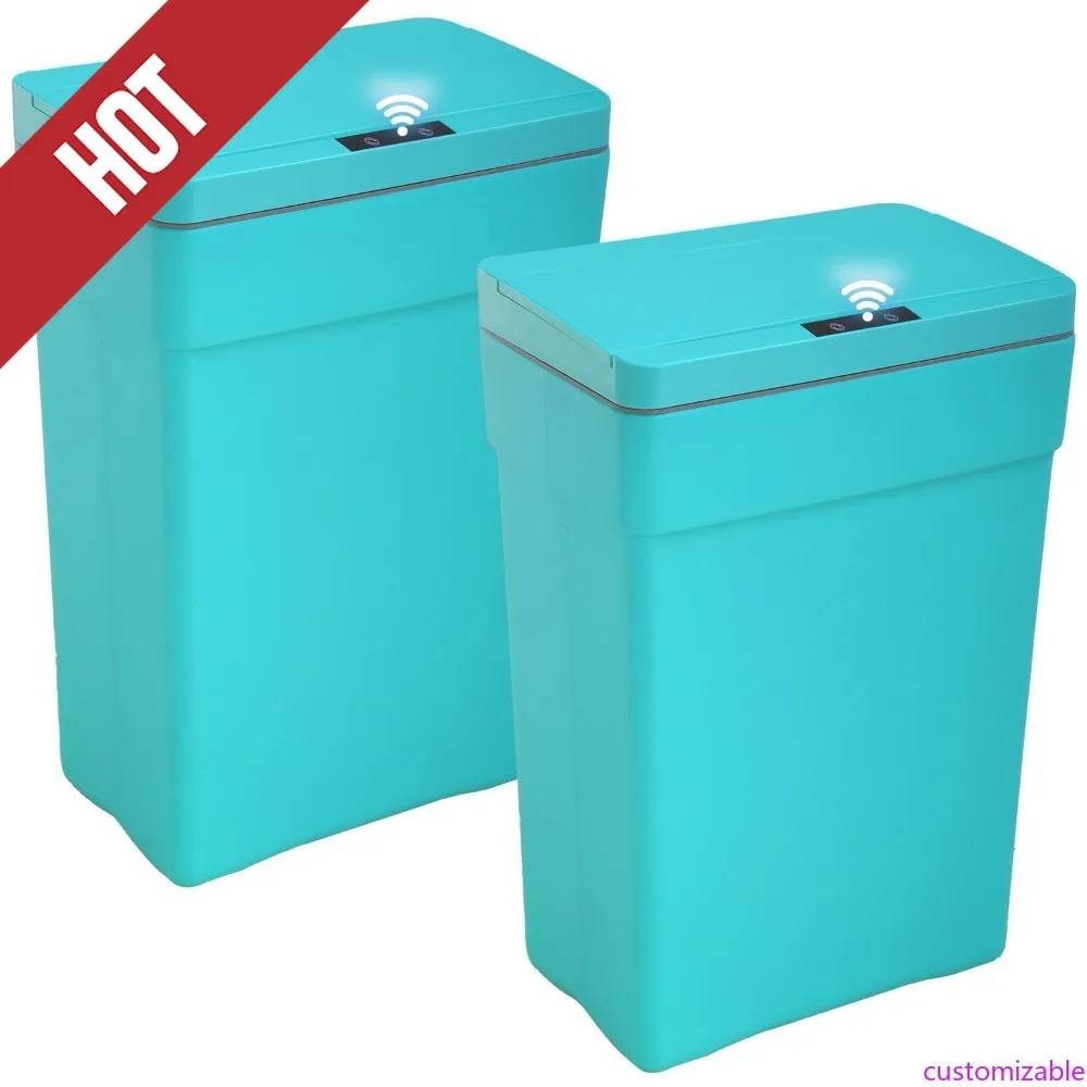 

Customizable 13 Gallon Trash Can Automatic Kitchen Trash Can Touch Free High-Capacity Garbage Can with Lid for Bedroom Bathroom
