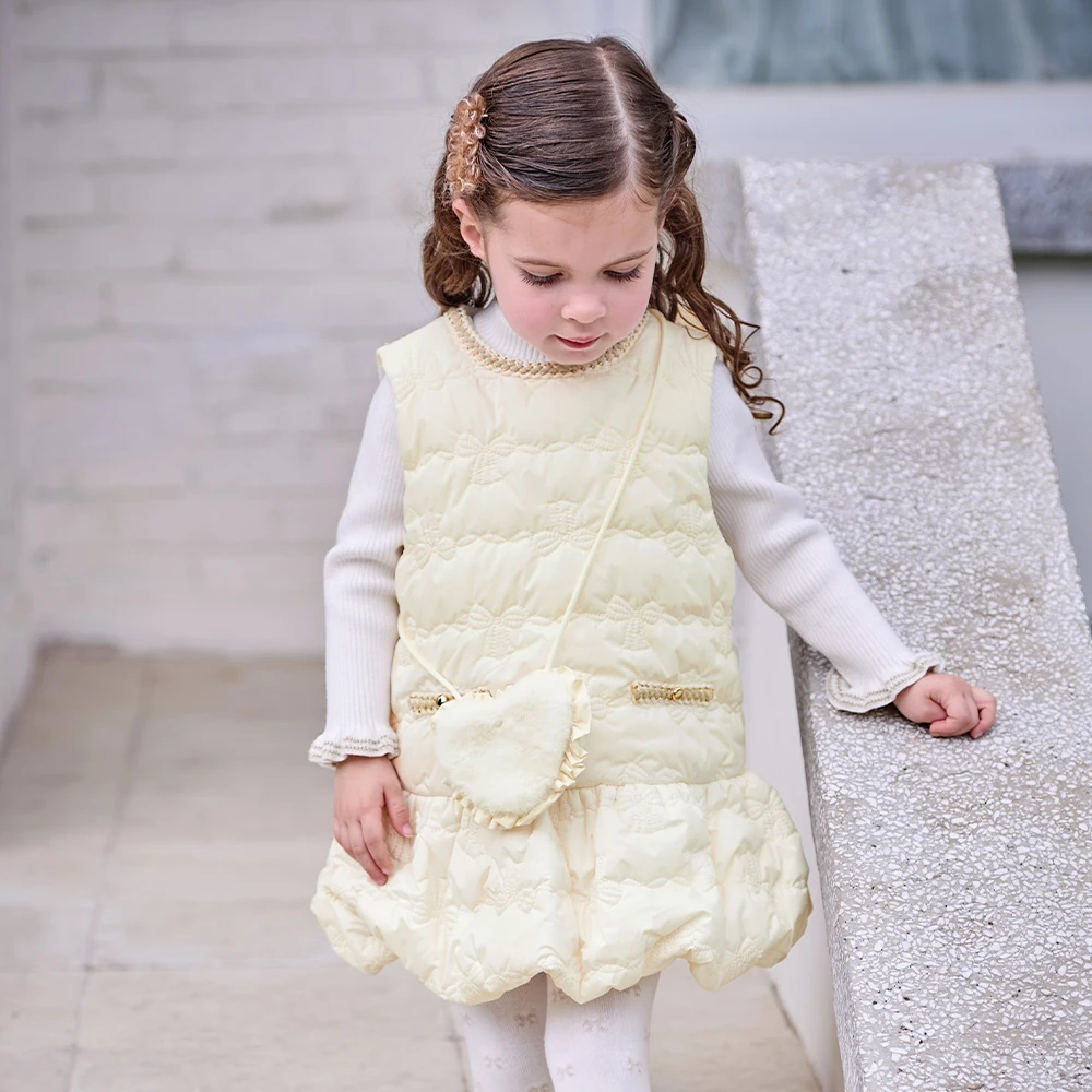 Dave Bella Children’s Winter Pinafore Dress For Baby Girl One-piece Dresses 4- to 6-year-old Gathering Clothes Elegant DB4264185