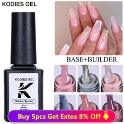 KODIES GEL Rubber Base Gel Builder Poly Nail Gel Polish for Extension 12ML Semi Permanent UV Manicure Color Base for Nails Art
