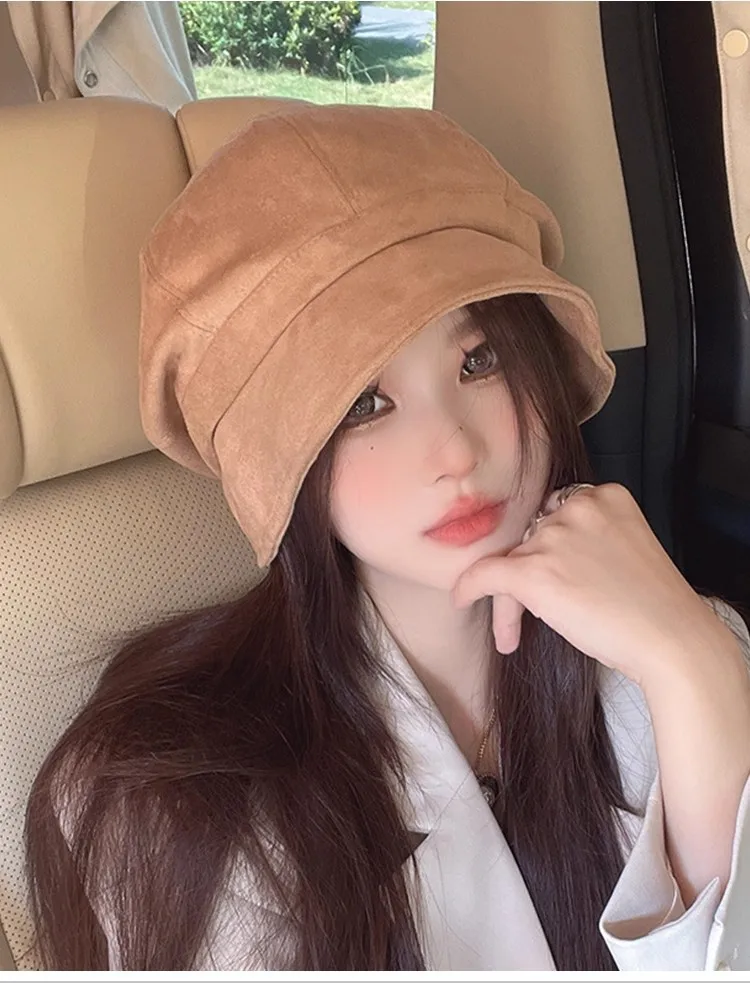 

Oversized Large Head Circumference Hat for Women - Fall 3-in-1 Bucket Hat Beret Slouchy Beanie, Face-Flattering Daily Wear Cap