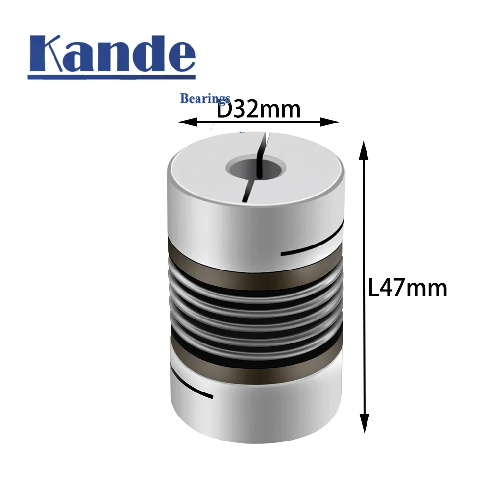 Kande Bearings 1pc Corrugated coupling D32L47 10/12/14/16mm CNC Aluminium Alloy For Stepper Motor  3D Printer