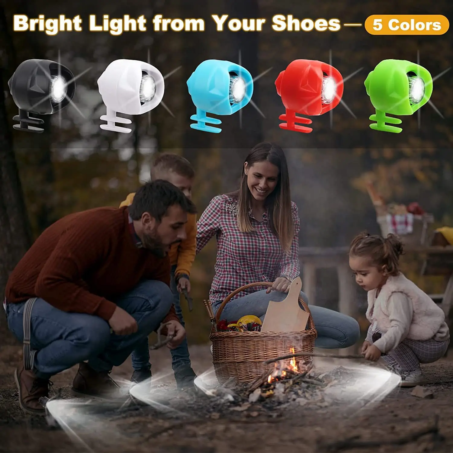 2Pc Headlights For Small Lights Modes Shoes Charms Clog Sandals Shoes Decoration Running Camping Funny Shoe Accessories