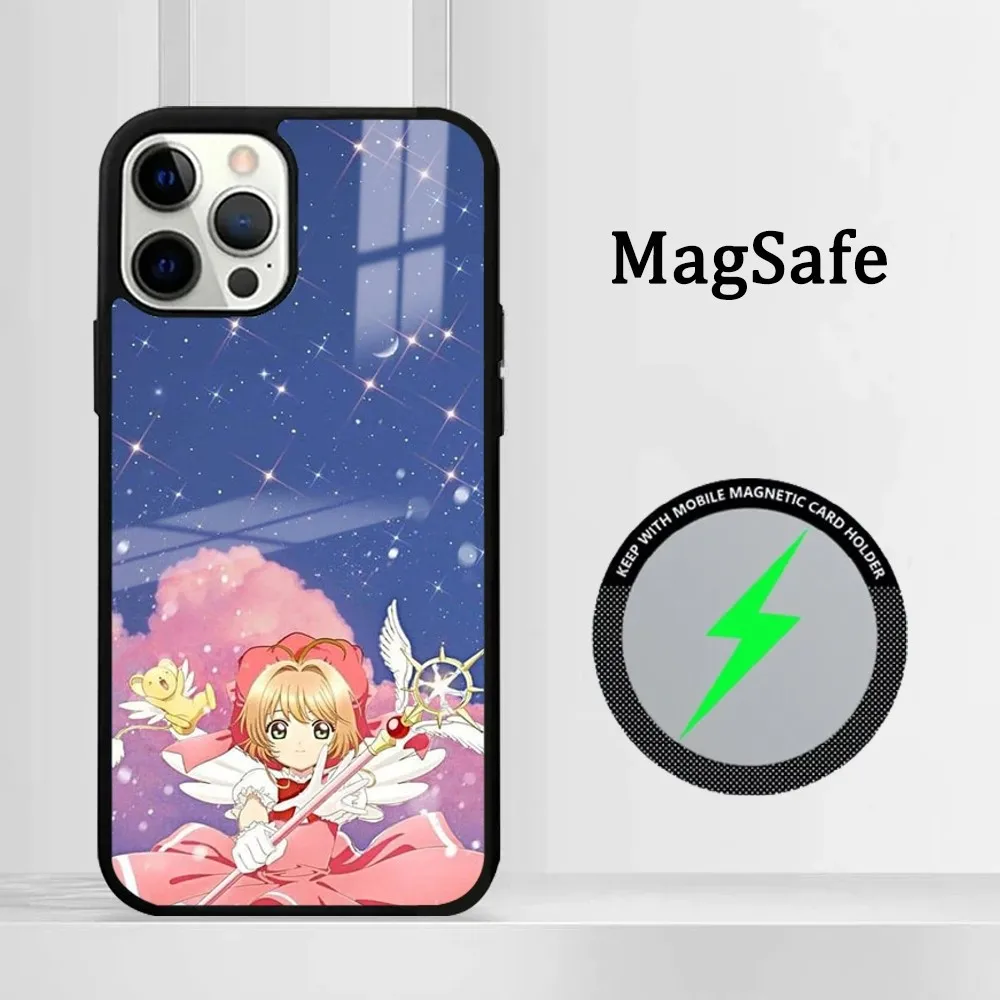 A-Anime C-Cardcaptor S-Sakura Phone Case For iPhone 16 15 14 13 12 11 Pro Max Plus Mini Magsafe Mirror Wireless Magnetic Cover