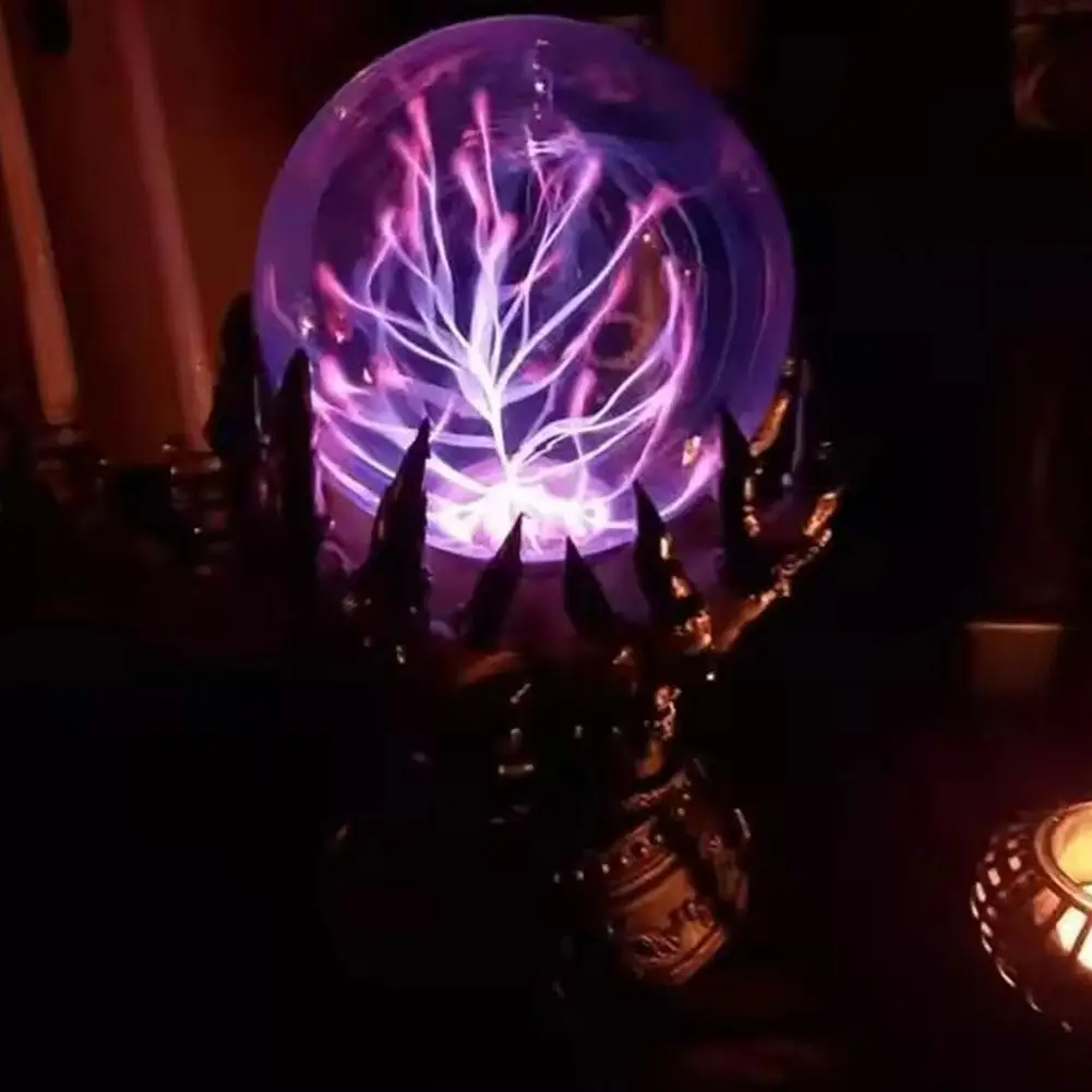 

New Glowing Deluxe Cellular Crystal Ball Luminous Witch Hallow Serve Electrostatic Decor Spooky Finger Light Hand Plasma Sk W0A1