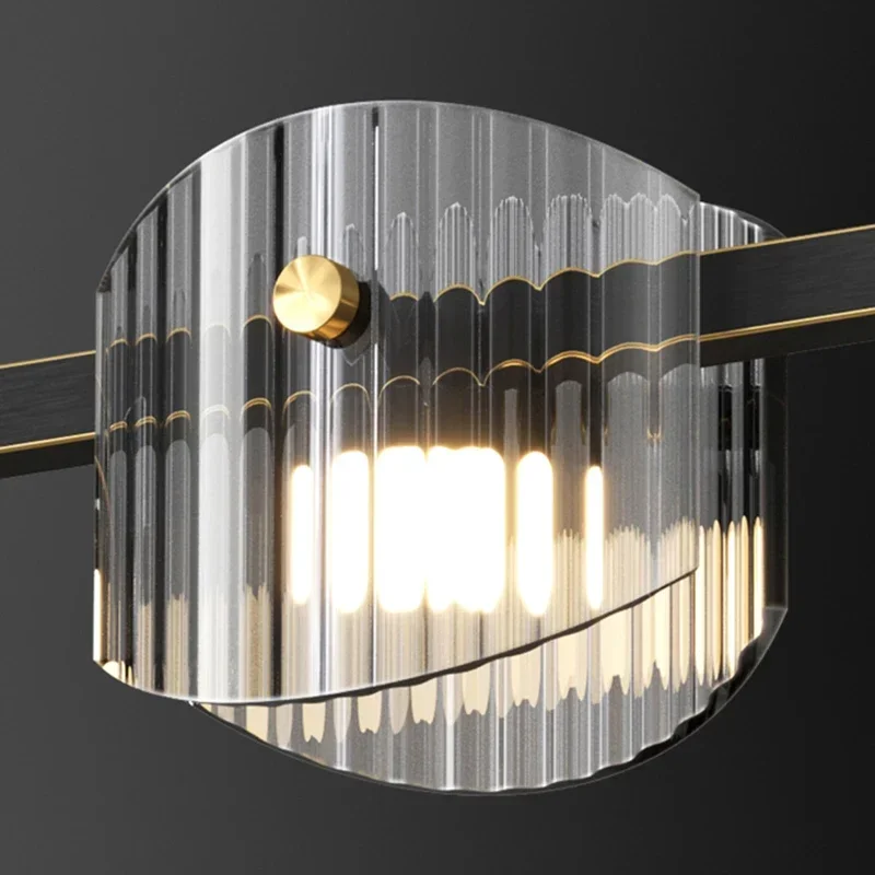 Lampadario Ristorante Minimalista Italiano Moderno Designer Minimalista Nordico tubo Rame High-end Creativo Bar Lungo Luce LED