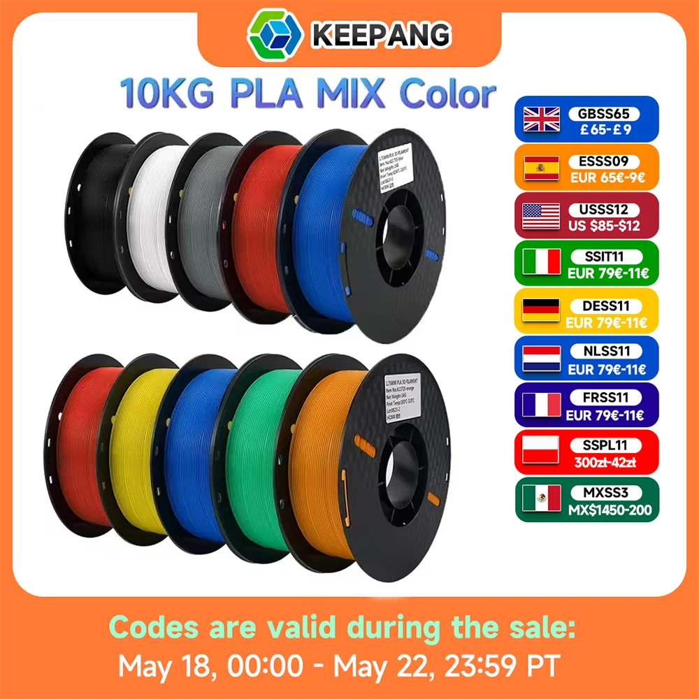Filament PETG PLA pour imprimante 3D, 10KG/rouleau, 1KG/rouleau, 1.75MM, Filaments en plastique, matériel d'impression soigné pour imprimante 3D