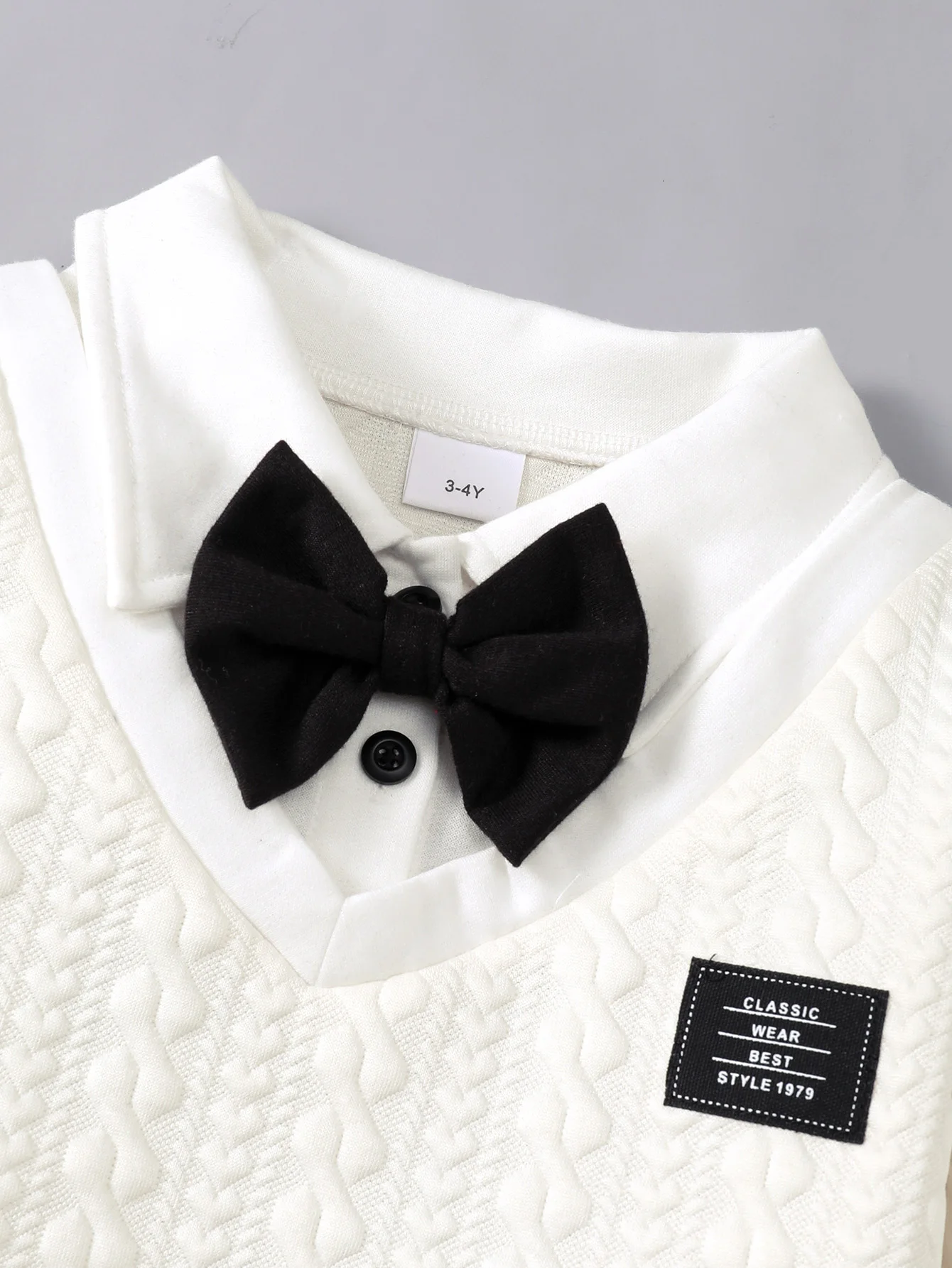 2PCS Gentleman\'s Clothing Set for Kids Boy 3-8 Years Solid Turn-Down Collar Tie Tie long Sleeve Suit Autumn&Winter Birthday Wear