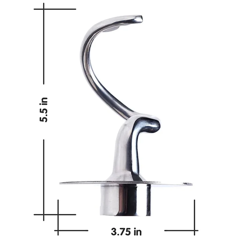 B02C-Stainless Steel Spiral Dough Hook For Kitchenaid Stand Mixer Spare Parts Fits 4.5-5 QT Mixing Bowl For Tilt-Head Stand Mixe