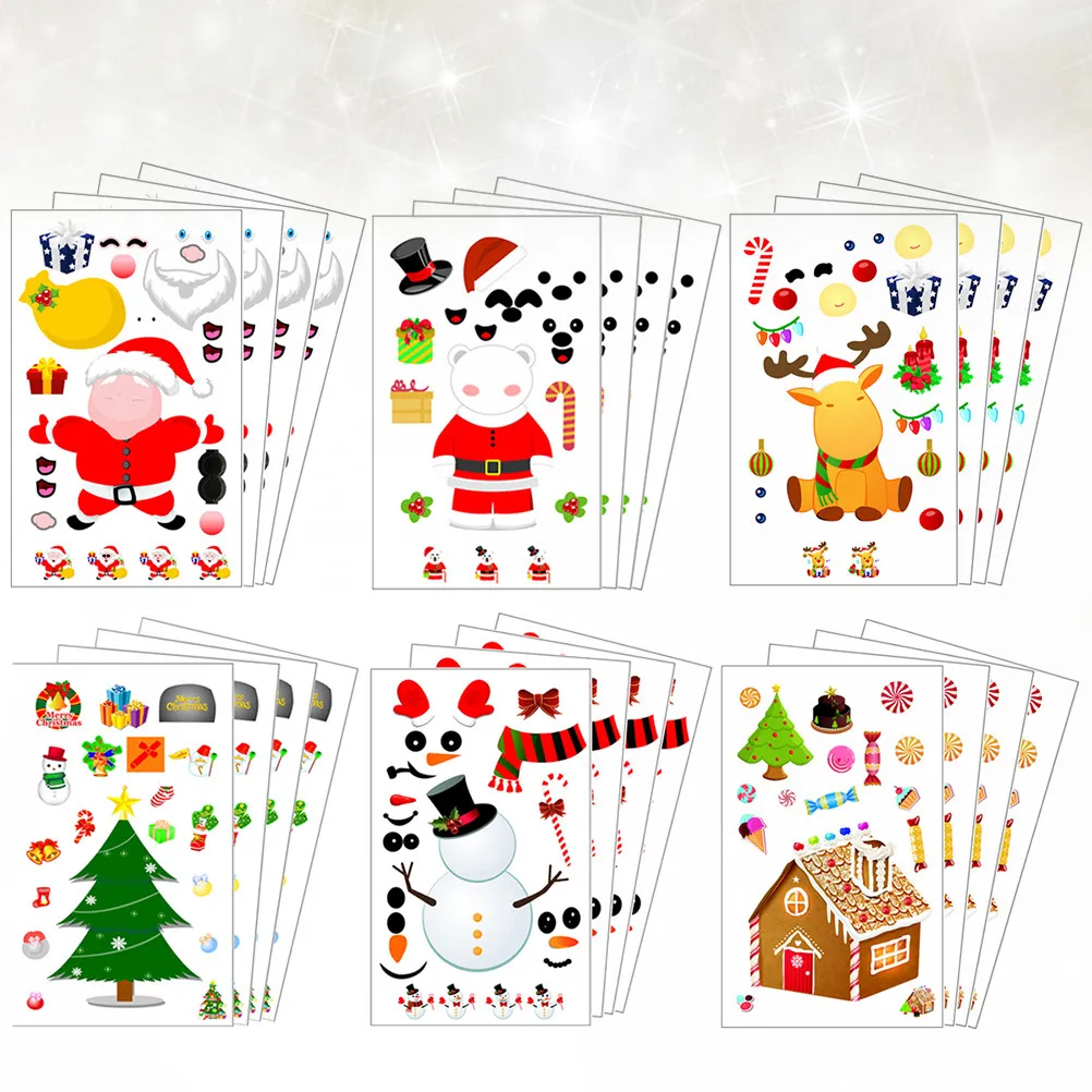 

24Pcs Christmas Face Sticker Set Popular DIY Scrapbooking Stickers for Kids Crafts Calendars Journals Photo Album Decor