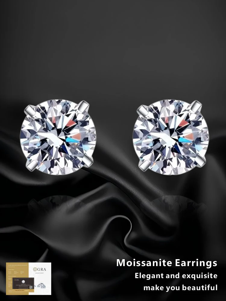 

925 silver earrings GRA Certified Moissanite Light luxury for Fashion Jewelry Women Hoop Wear is suitable for daily wear