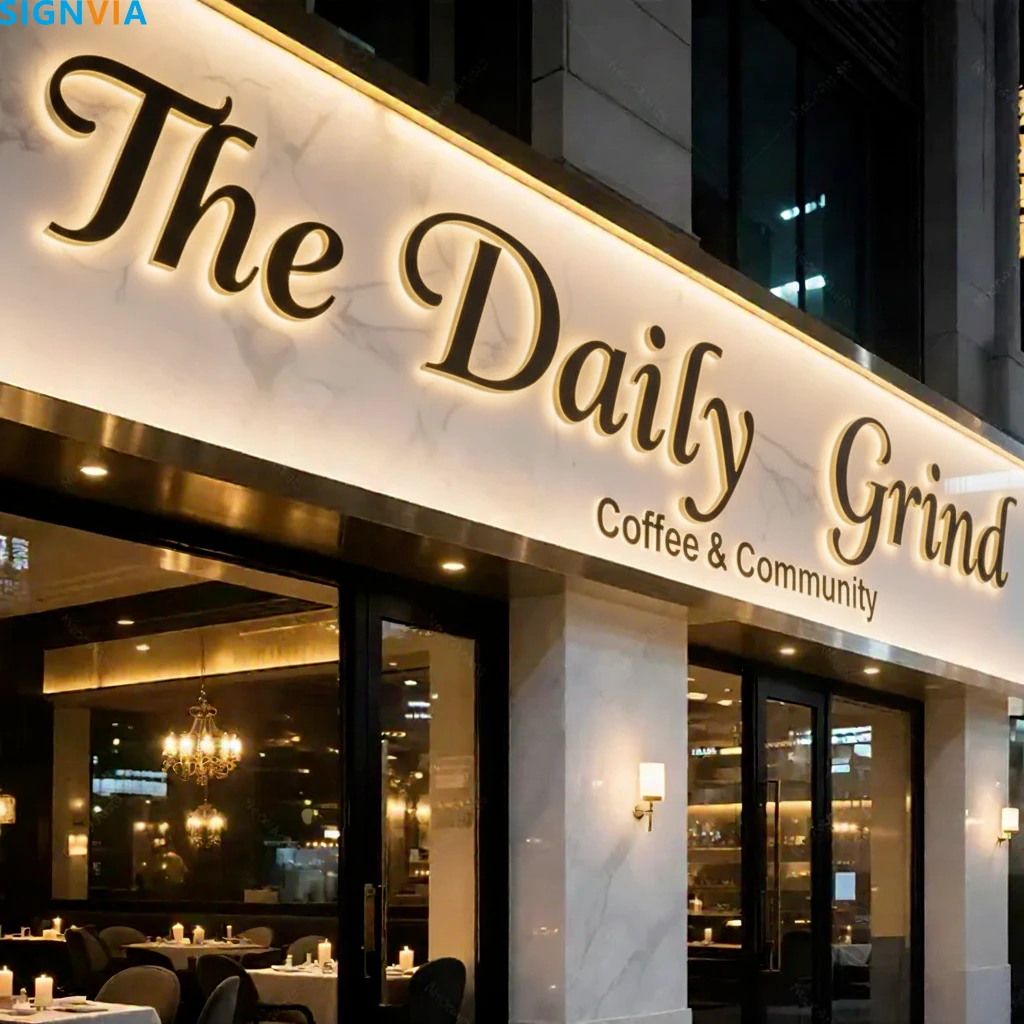 Aangepast logo bord - lichtgevende LED-letters acryl bord luxe merk metalen neon muur uithangbord voor winkel zakelijke reclame licht