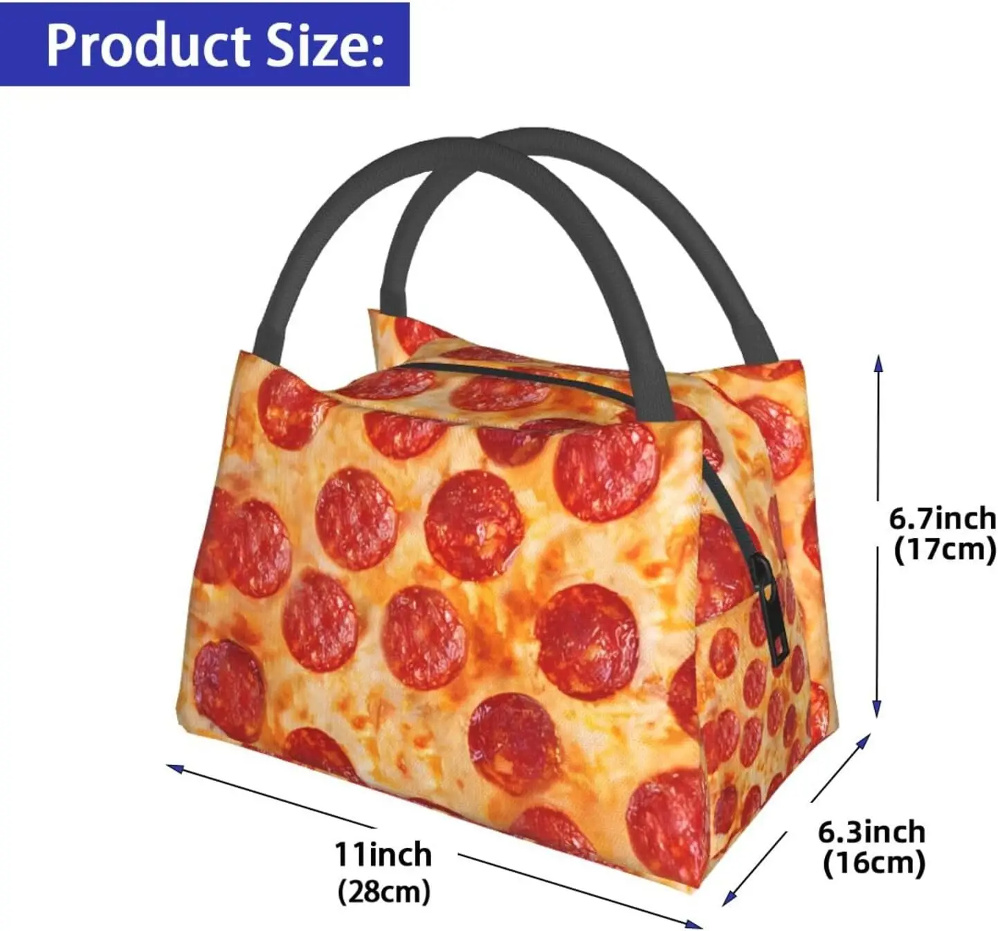 Lunch Box for Women Men Insulated Lunch Bag 3D Pizza Pepperoni Reusable Lunch Tote Bags for Work Office Travel