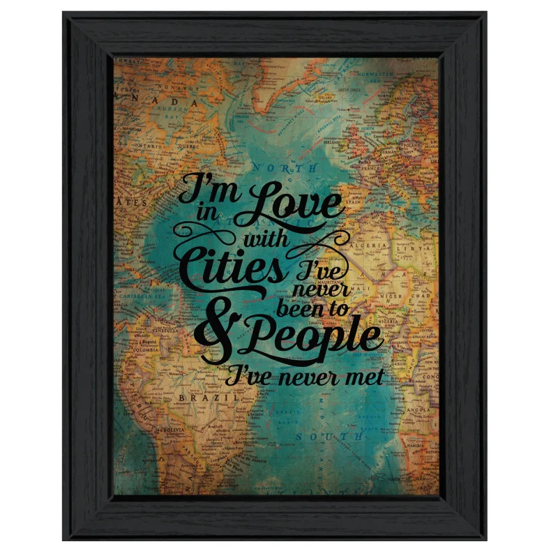 

American style retro Hanging decorative wooden frame paintings Wall Art-Cities and People Black Framed Print for Home Decor