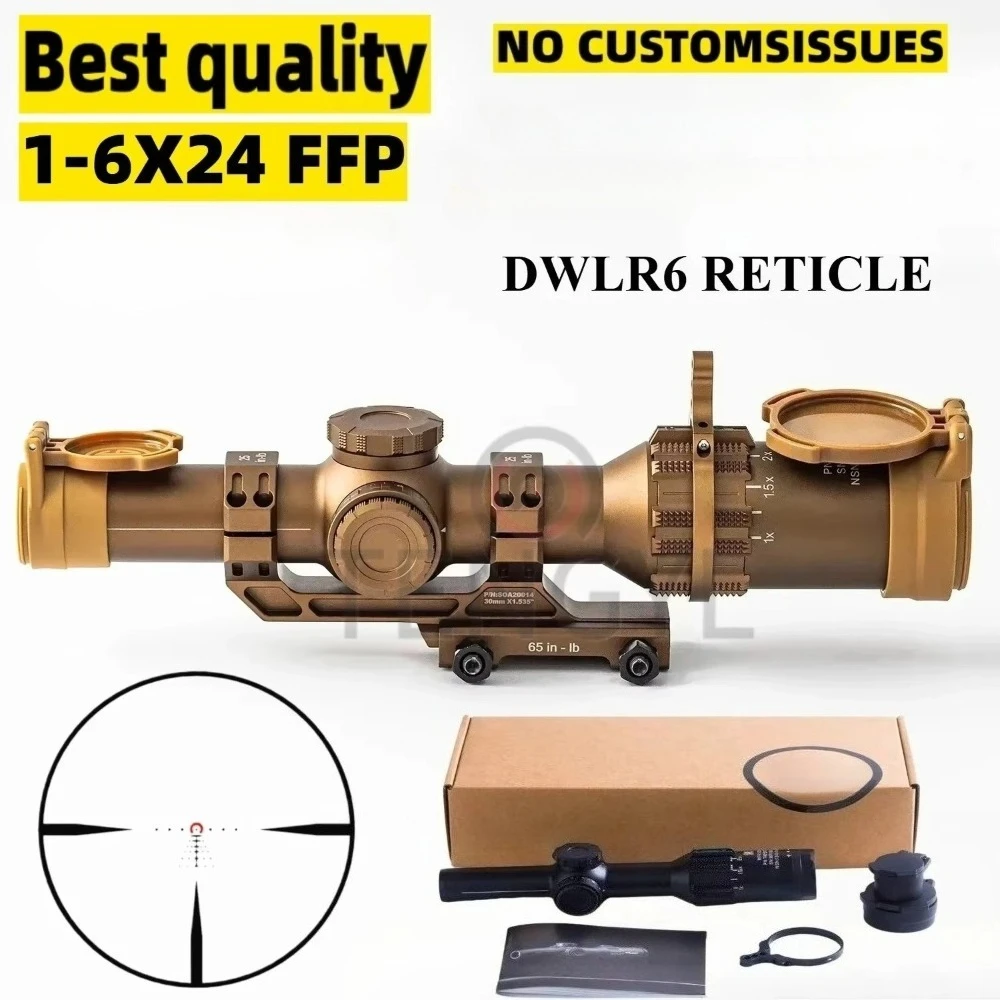 Tactical 6T SCOPE 1-6X24mm FFP First Focal Plane Riflescope DWLR6 Illuminated Reticle W/30mm ALPHA-MSR Cantilevered Mount