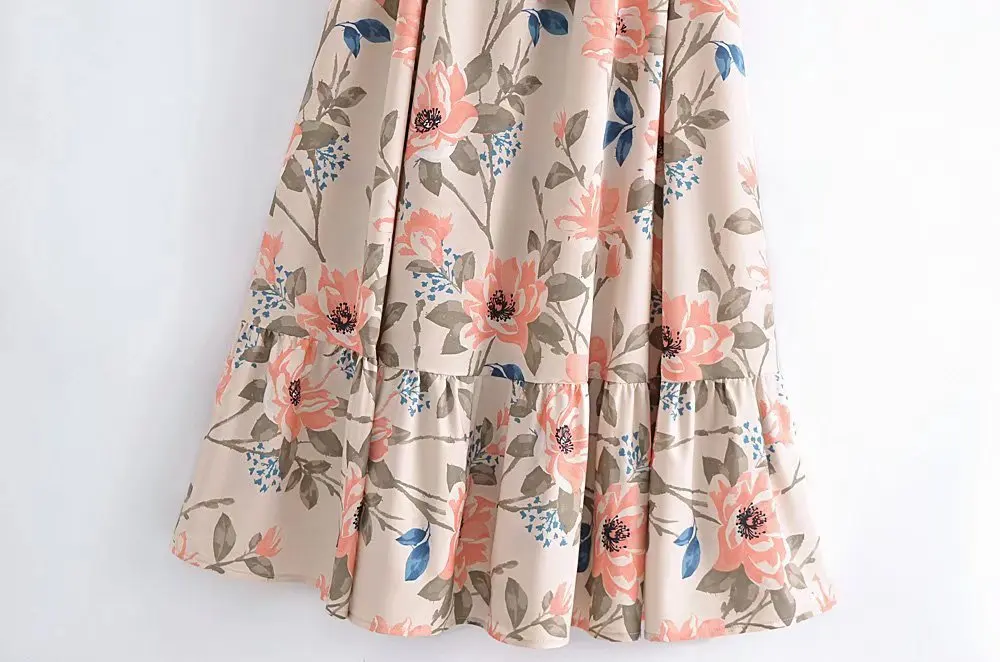 Summer  Off-the-Shoulder Strap Bubble Sleeved A-line Boho Long Dress with Bowknot