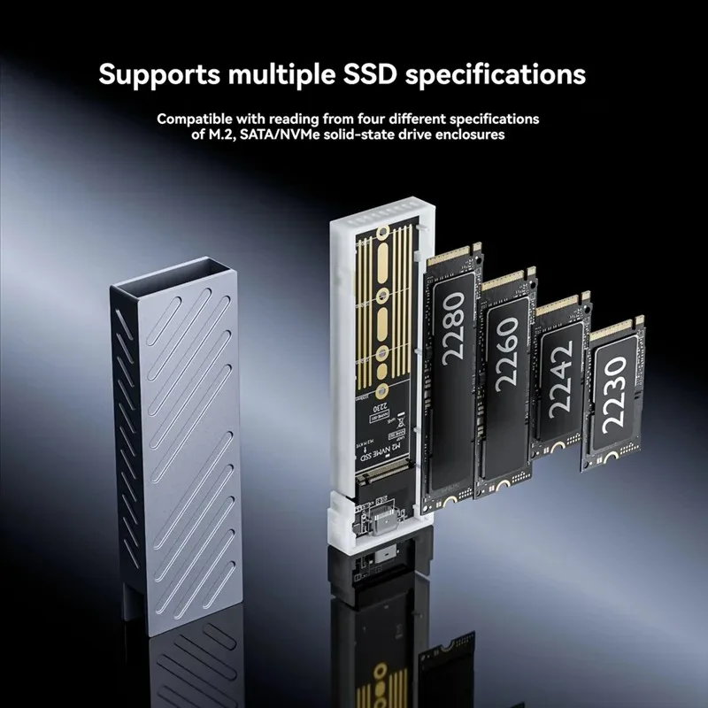 حافظة M.2 SSD بسرعة 10 جيجابت في الثانية M.2 SATA/NVMe محول SSD مزدوج البروتوكول SSD إلى USB 3.1 حاوية خارجية لصندوق NVME PCIE NGFF SATA RGB
