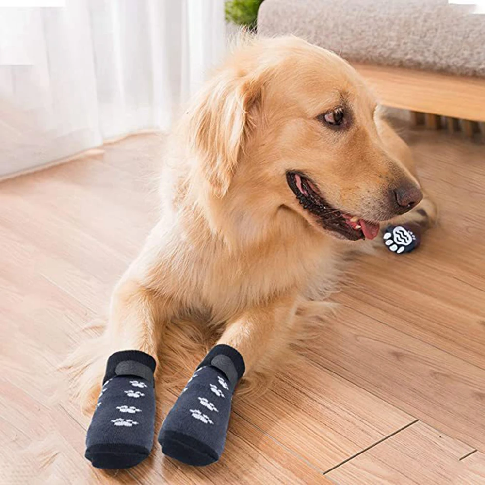 Warm Cotton Dog Socks Double Side Anti-slip Sock Elasticity Soft Comfortable Boots Stripe Stylish Pet Paw Protection for Winter